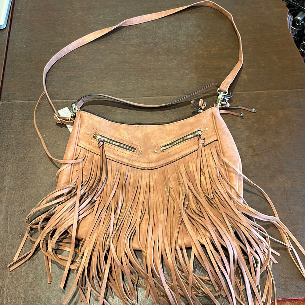 Brand new Apt.9 brown leather bag with tassels